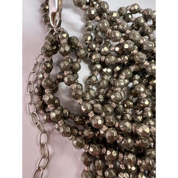 NEW pyrite multi strand necklace with sterling silver clasp - Picture 4 of 14